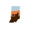 Indiana State Shape with Farm at Sunset w Windmill, Barn, and a