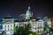 The Indiana Statehouse at night in Indianapolis, Indiana