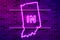 Indiana US state glowing purple neon lamp sign