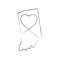 Indiana US state hand drawn pencil sketch outline map with the handwritten heart shape. Vector illustration