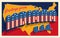 Indiana USA. Retro style postcard with patriotic stars and stripes lettering