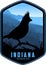 Indiana vector label with northern cardinal in the Indiana Dunes national park