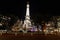 Indianapolis - Circa July 2018: Indianapolis Downtown Skyline at night with the Soldiers and Sailors Monument at the Circle II