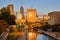 Indianapolis Skyline at Sunset with Reflective Canal