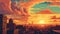 Indianapolis Sunset In 1800s: A Pixel Art Close-up