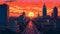 Indianapolis Sunset In 1800s: A Pixel Art Close-up