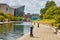 Indianapolis Waterfront Promenade with Modern Architecture and Leisure Activity