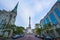 indiannapolis,indiana,usa. -Soldiers and Sailors Monument in traffic circle at twilight.