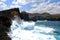 Indic sea waves hitting the cliff rocks at Angelâ€™s Billabong point, an amazing spot close to Broken beach in Nusa Penida Island