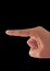 Indicated finger with black background