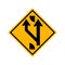 Indicating a forked road ahead Traffic Road Sign,Vector Illustration, Isolate On White Background,Symbols, Label