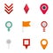 Indication icons set, flat style