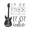 Indie Free Live Music Concert Black And White Poster With Calligraphic Text And Guitar