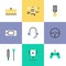 Indie gaming elements pictogram icons set