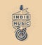 Indie Rock Music Vintage Styled Badge Design. Template for your poster, flyer, banner, design. Vector illustration.