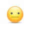 Indifferent emoji cartoon icon. Expressionless emoticon face. Neutral smiley mood.