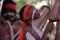 Indigenous Australians aboriginal men dancing a cultural ceremony dance