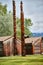 Indigenous Cedar Plank Longhouses and Totem Poles at K`san Village, Hazelton, Britsh Columbia, Canada