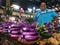 Indigenous Fijian man sells egg plants in Lautoka Market Fiji