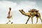 Indigenous Indian man walking desert camel Concept