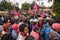 Indigenous kechwa crowd at the Easter procession in Ecuador