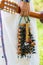 Indigenous musical instrument in the hands of a woman