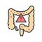 Indigestion line color icon. Stomachache. Allergy symptom: diarrhea, bloating, nausea, pain. Abdominal distension. Sign for web
