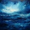Indigo Baroque Seascape Abstract: A Detailed Atmospheric Portrait Of A Dark Blue Sea