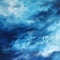 Indigo Baroque Seascape Abstract: Moody Blue Water With White Clouds