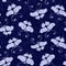 Indigo blue batik butterfly dyed effect texture background. Seamless japanese repeat pattern swatch. Animal motif wax