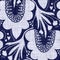 Indigo blue flower block print damask dyed texture background. Seamless woven japanese repeat batik pattern swatch