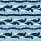 Indigo blue horizontal broken stripe nautical seamless pattern. Modern marine line striped sailor print. Classic