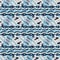 Indigo blue horizontal broken stripe nautical seamless pattern. Modern marine line striped sailor print. Classic