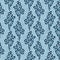 Indigo blue seaweed nautical seamless pattern. Marine kelp plant print in nantucket textile hand drawn block print style