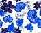 Indigo Botanical Backdrop. Azure Orchid Design. Navy Hibiscus Print. Flower Texture. Watercolor Leaves. Seamless Leaves. Pattern P