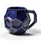 Indigo Ceramic Mug With Geodesic Structure And Furry Finish