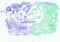 Indigo iris and mint jade mixed watercolor horizontal gradient background. It`s useful for greeting cards, valentines