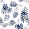 Indigo Monstera Pattern Set. Seamless Background. Navy Watercolor Set. Tropical Background. Floral Texture. Summer Set.Vintage Gar