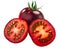 Indigo Rose heirloom tomato, ripe anthocyanin-rich fruit,  isolated