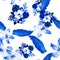 Indigo Seamless Texture. Gray Pattern Exotic. Navy Tropical Botanical. White Decoration Texture. Blue Drawing Design.