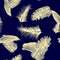 Indigo Tropical Textile. Blue Seamless Nature. Cobalt Pattern Palm. Gray Banana Leaves. Azure Wallpaper Texture.