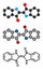 Indigotin indigo dye molecule. Used to color cotton in the production of denim cloth for blue jeans