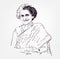 Indira Gandhi vector sketch portrait isolated