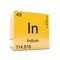 Indium chemical element symbol from periodic table