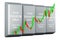 Indium ingots with candlestick chart, showing uptrend market. 3D rendering