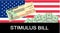 Individual checks and dollars on american flag. Financial incentive bill. Coronavirus Covid-19 concept. vector