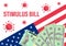 Individual checks and dollars on american flag. Financial incentive bill. Coronavirus Covid-19 concept. vector