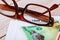 Individual Income Tax return form 1040 U.S. with eyeglasses