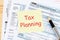 Individual income tax return form by IRS, concept for taxation planning