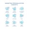 Individual marketing strategy turquoise concept icons set